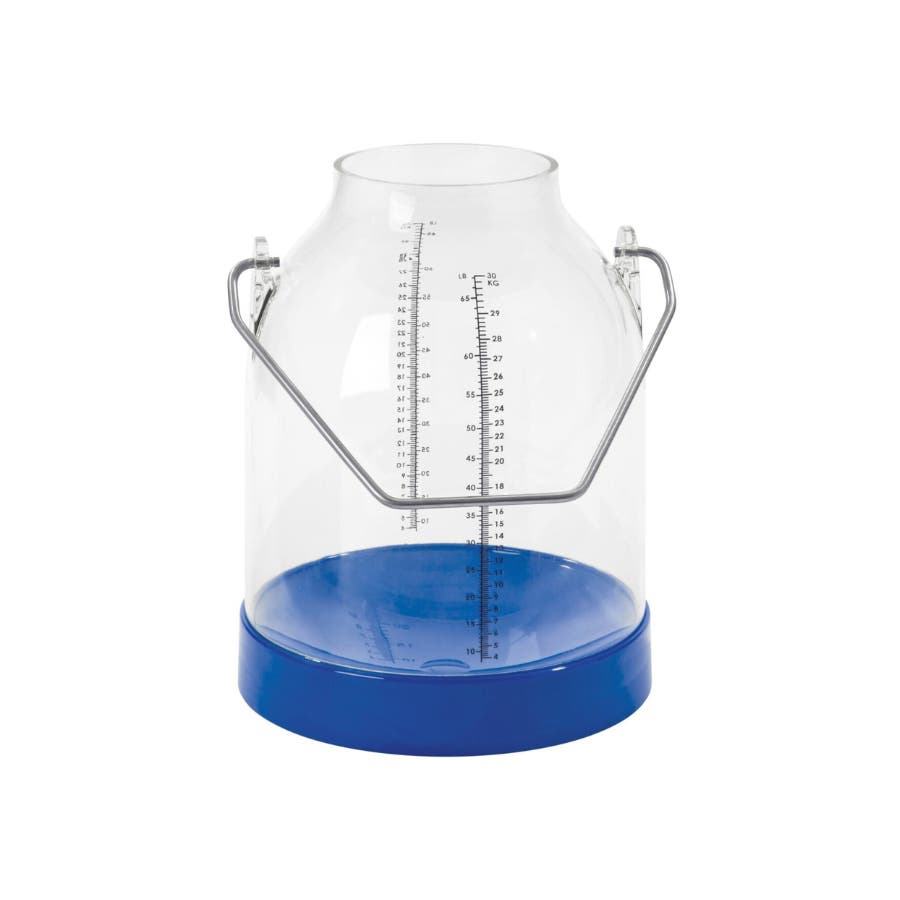 Melkespann 30 l blå med skala, 143 mm håndtak