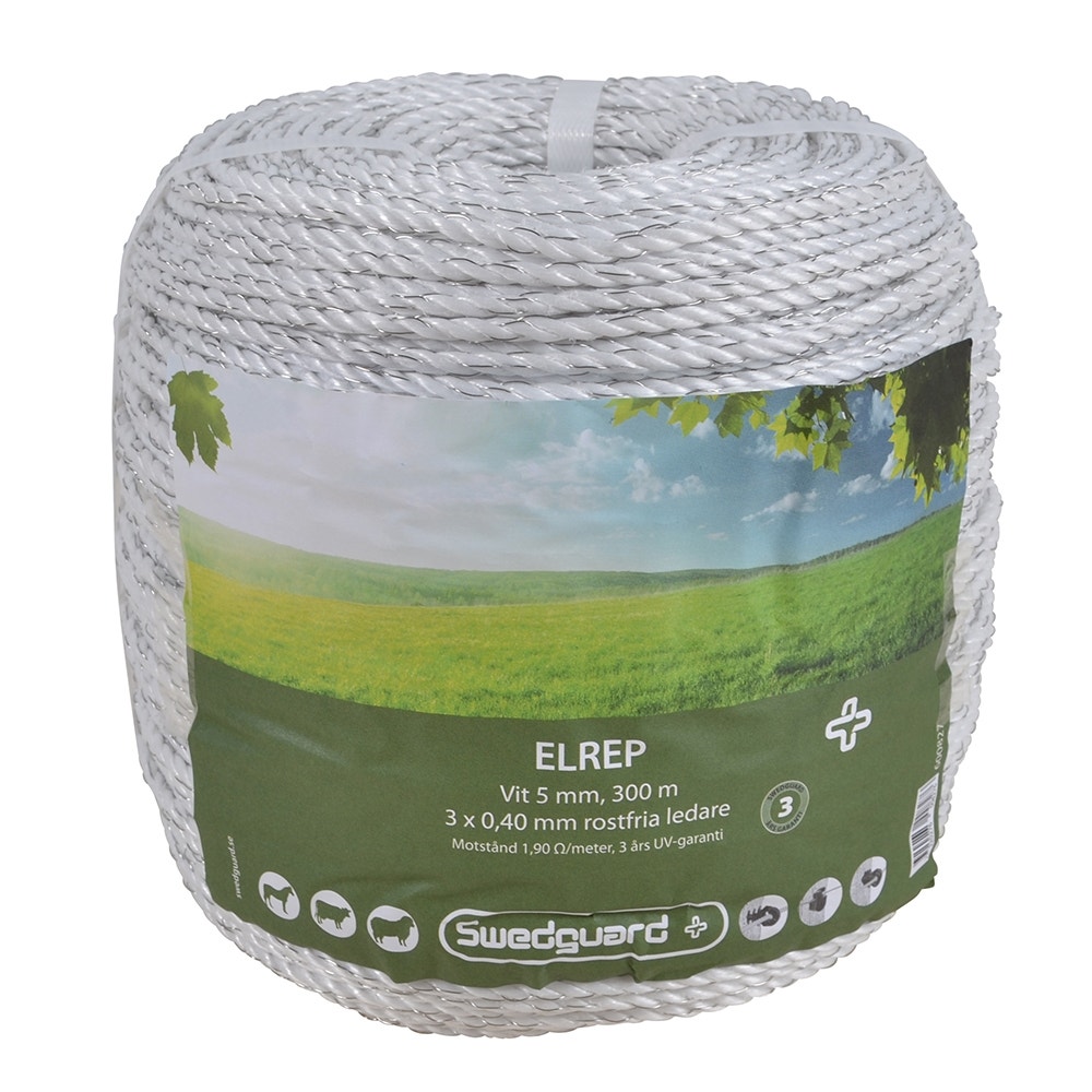 Eltau Swedguard+ 5 mm Hvit 300 m 3x0,4 Tross