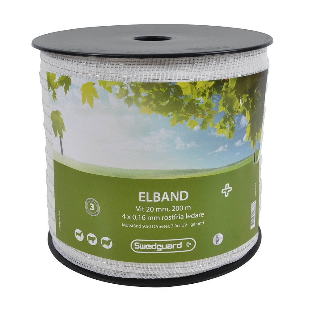 Elbånd Swedguard+ 20 mm Hvit 200 m 4x0,16