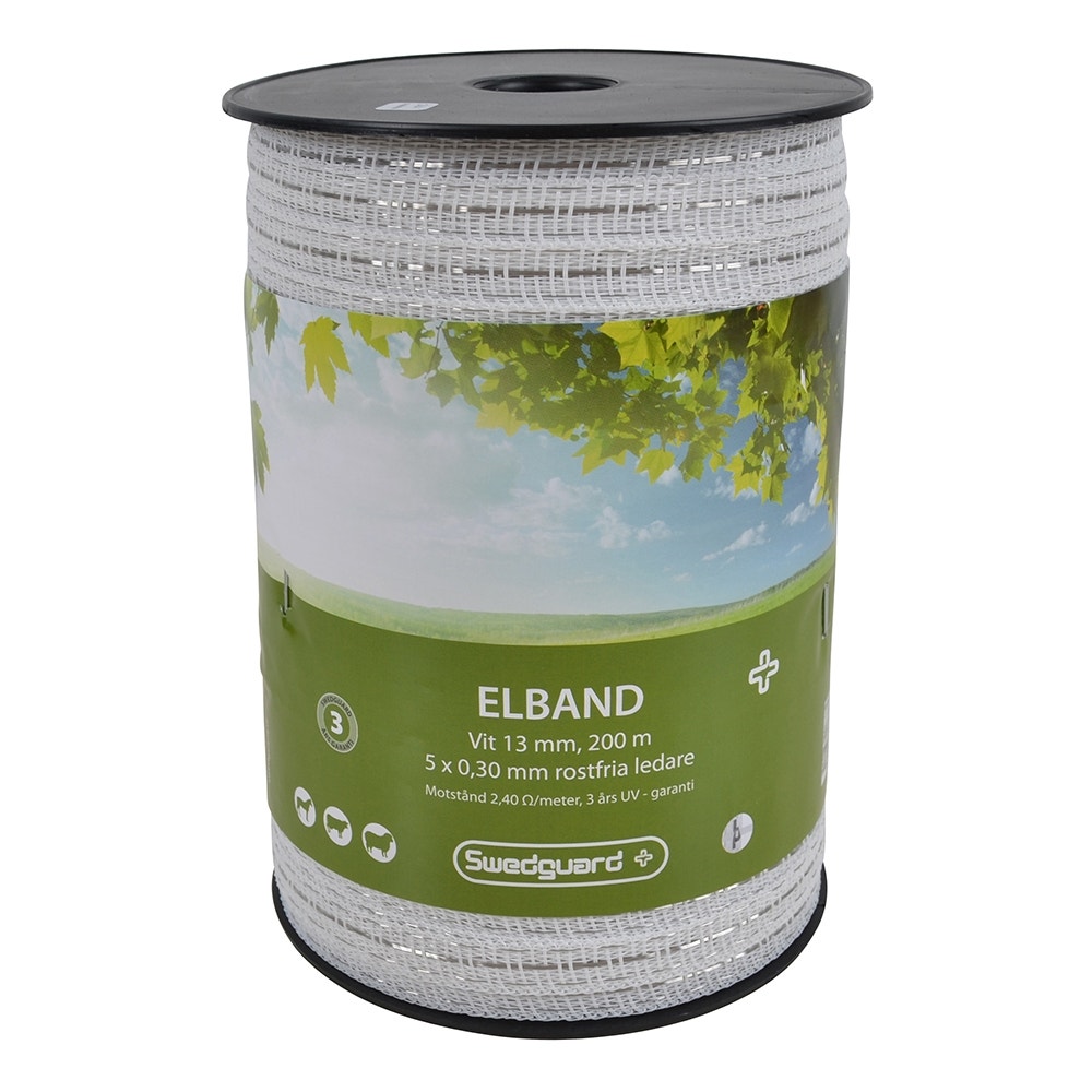 Elbånd Swedguard+ 13 mm Hvit 200 m 5x0,30