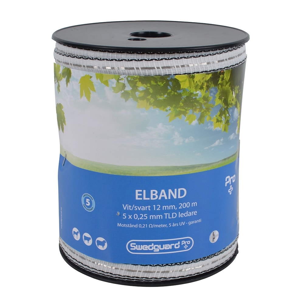 Elbånd Swedguard Pro+ 12 mm Hvit/Svart 200 m 5x0,25