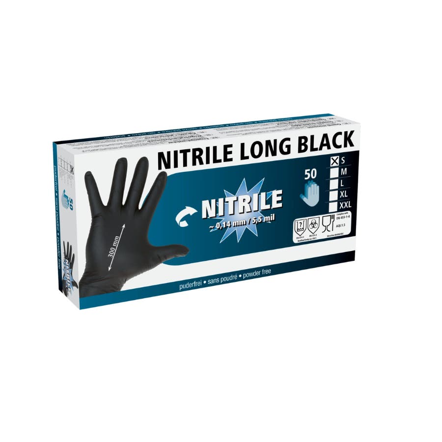 Nitrilhansker All-purpose lang sort størrelse XL