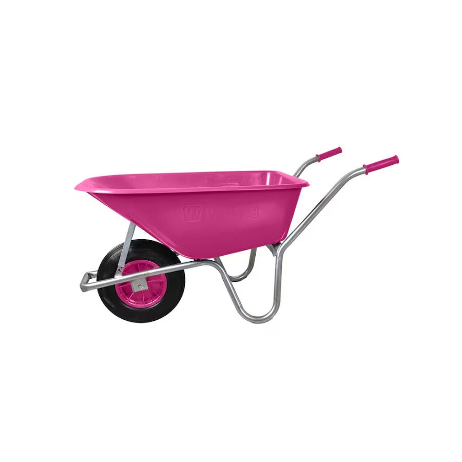 Willab Trillebår plast 100l rosa luftgummihjul